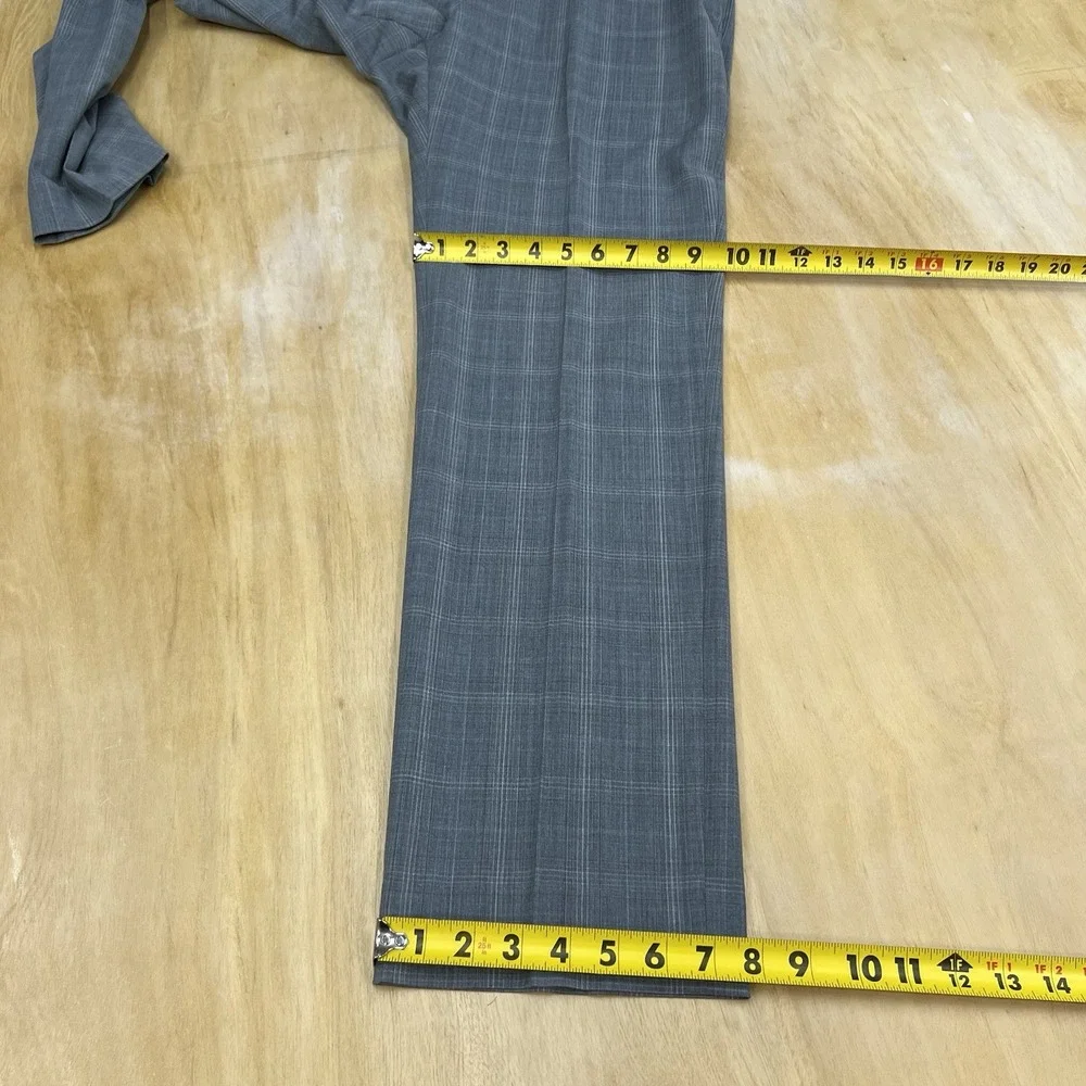 Tommy Hilfiger Suit Mens 42L Long Wool Blend Stretch Pants 36x31 Gray Plaid